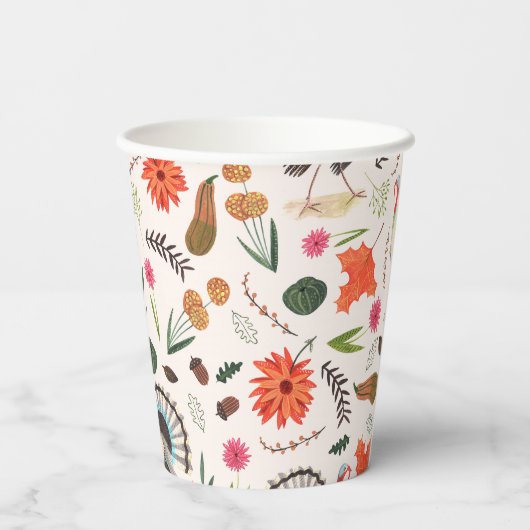 Rustiek Elegant Turkije Thanksgiving patroon Papieren Bekers (Achterkant)