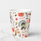 Rustiek Elegant Turkije Thanksgiving patroon Papieren Bekers (Voorkant)