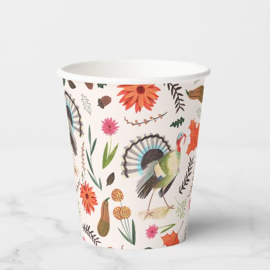 Rustiek Elegant Turkije Thanksgiving patroon Papieren Bekers (Voorkant)