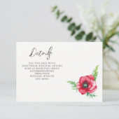 Rustiek Elegant Waterverf Script Red Poppy bruilof Informatiekaartje (Staand voorkant)