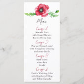 Rustiek Elegant Waterverf Script Red Poppy bruilof Menu (Voorkant)