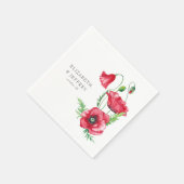 Rustiek Elegant Waterverf Script Red Poppy bruilof Servet (Hoek)