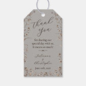Rustiek Elegant Wildflowers Script Wedding Favorie Cadeaulabel (Voorkant)