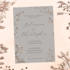 Rustiek Elegant Wildflowers Script Wedding Kaart