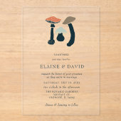 Rustiek Elegant Woodland Wild Champignons Bruiloft Acryl Uitnodigingen (Voorkant)