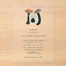 Rustiek Elegant Woodland Wild Champignons Bruiloft Acryl Uitnodigingen