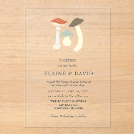 Rustiek Elegant Woodland Wild Champignons Bruiloft Acryl Uitnodigingen
