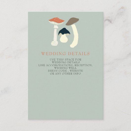 Rustiek Elegant Woodland Wild Champignons Bruiloft Informatiekaartje (Voorkant)