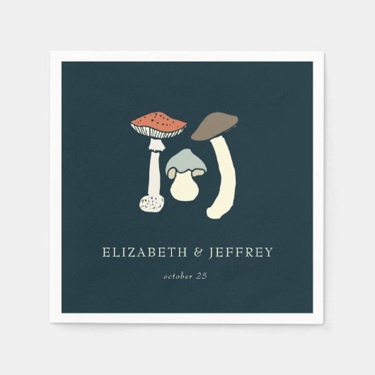 Rustiek Elegant Woodland Wild Champignons Bruiloft Servet (Voorkant)