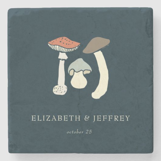 Rustiek Elegant Woodland Wild Champignons Bruiloft Stenen Onderzetter (Voorkant)