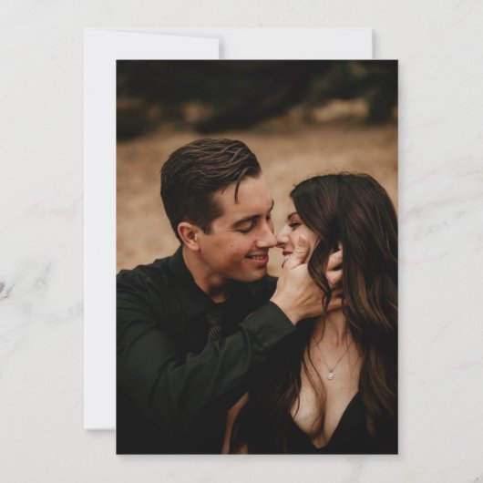 Rustiek elegant zwart goud  romantische bruiloft kaart (Achterkant)