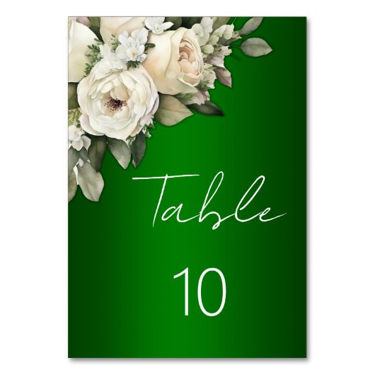 Rustiek Emerald Groen Wit Rose Boeket Bruiloft Kaart (Voorkant)