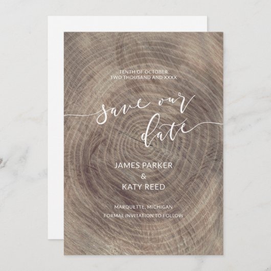 Rustiek en elegant hout sparen de datumkaart save the date (Voorkant / Achterkant)