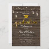 Rustiek en Wood String Light Afstuderen Kaart (Voorkant)