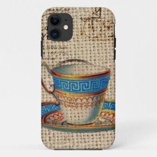 Rustiek Engels Country Tea Party Blauwe theekop Case-Mate iPhone Case