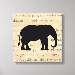 Rustiek Ephemera Deed Elephant Silhouette uit 1860 Canvas Afdruk