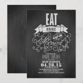 Rustiek eten drink en getrouwd vrijgezellenfeest kaart (Voorkant / Achterkant)