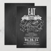 Rustiek eten drink en getrouwd zijn repetitie dine kaart (Voorkant / Achterkant)