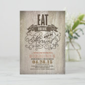 Rustiek eten drink en worden getrouwd verlovingsfe kaart (Staand voorkant)