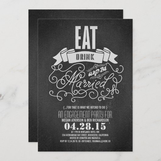 Rustiek eten drink en worden getrouwd verlovingsfe kaart (Voorkant / Achterkant)