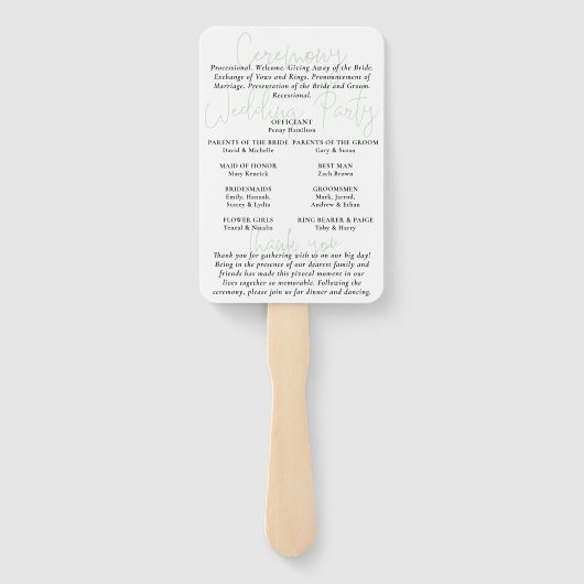 Rustiek eucalyptus bruiloft programma handwaaier (Achterkant)