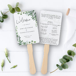 Rustiek eucalyptus bruiloft programma handwaaier