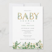 Rustiek Eucalyptus Golden Letters Baby shower Kaart (Voorkant)
