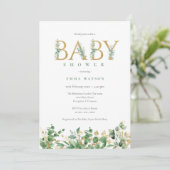 Rustiek Eucalyptus Golden Letters Baby shower Kaart (Staand voorkant)