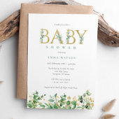 Rustiek Eucalyptus Golden Letters Baby shower Kaart