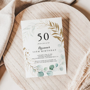 Rustiek Eucalyptus Goud Bloemen 50ste Verjaardagsf Kaart