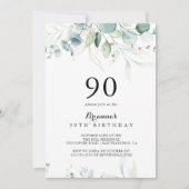 Rustiek Eucalyptus Goud Bloemen 90ste Verjaardagsf Kaart (Voorkant)