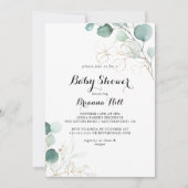 Rustiek Eucalyptus Goud Bloemen Baby shower Kaart (Voorkant)