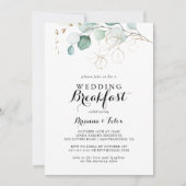 Rustiek Eucalyptus Goud Bloemen Bruiloft Ontbijt Kaart (Voorkant)