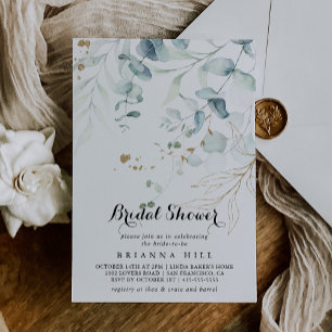 Rustiek Eucalyptus Goud Bloemen Vrijgezellenfeest Kaart