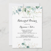 Rustiek eucalyptus goud bloemenrepetitie diner kaart (Voorkant)