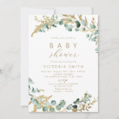Rustiek eucalyptus goud groen boho Baby shower Kaart (Voorkant)