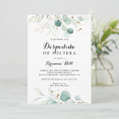 Rustiek Eucalyptus Goud Spaans Vrijgezellenfeest Kaart (Staand voorkant)