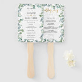 Rustiek Eucalyptus groen bruiloft programma Handwaaier (Voorkant en achterkant)