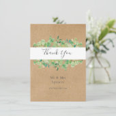 Rustiek eucalyptus groen dank u bruiloft bedankkaart (Staand voorkant)