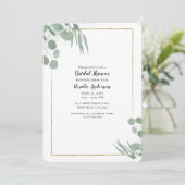 Rustiek Eucalyptus groen & gouden Vrijgezellenfees Kaart (Staand voorkant)