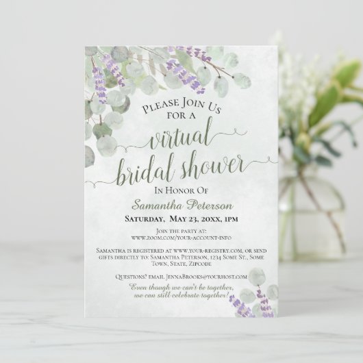 Rustiek eucalyptus & Lavendel Virtual Vrijgezellen Kaart (Staand voorkant)