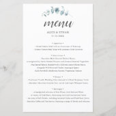Rustiek Eucalyptus Script bruiloft menu (Voorkant)