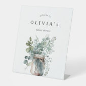 Rustiek eucalyptus Vrijgezellenfeest welkom Reclamebord Met Voetstuk (Voorkant)