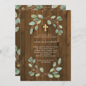 Rustiek Eucalyptusgroen en de Gouden Kruisdoop Kaart (Voorkant / Achterkant)