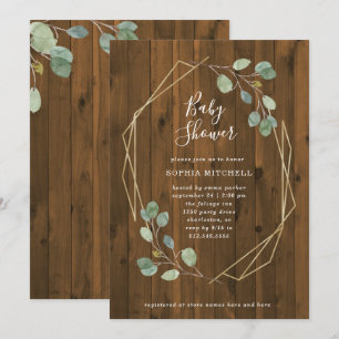 rustiek eucalyptusgroen   geometrisch Baby shower Kaart