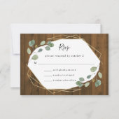 rustiek eucalyptusgroen | geometrische bruiloft RSVP kaartje (Voorkant)