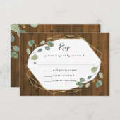 rustiek eucalyptusgroen | geometrische bruiloft RSVP kaartje (Voorkant / Achterkant)