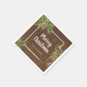 Rustiek Evergreen en bessen Vrolijk kerstfeest Servet (Hoek)