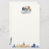 Rustiek Evergreen Trees Monogram Papier Papier (Voorkant / Achterkant)