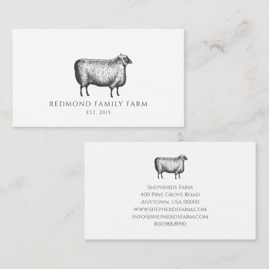 Rustiek Familie Boerderij Visitekaartje (Voorkant / Achterkant)